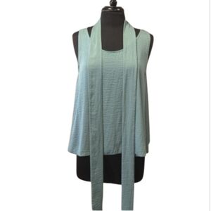 Moutaki Medium / Large Stylish Mint Top With Matching Belt Scarf Made In Greece